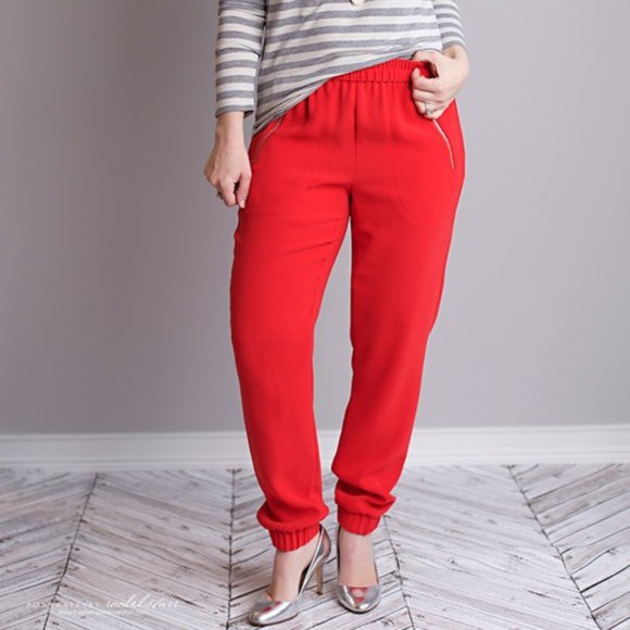 J. CREW Turner Jogger Pant Bright Red Size 2 P - Picture 1 of 11